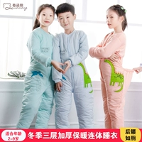 Bộ đồ ngủ trẻ em Xiêm cho trẻ em mùa đông Áo ấm cotton dày Áo dài tay khai thác 2-9 tuổi Đàn ông và phụ nữ 5 body suit cho bé