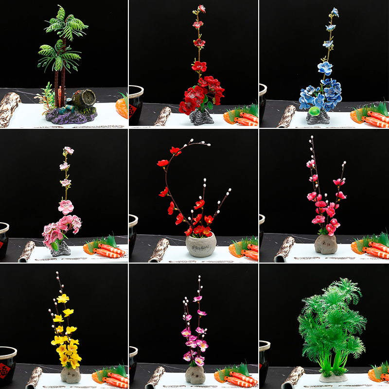 Hotel dining room cold dishes sashimi dishes plate decoration decorative flowers artistic mood Small ornaments embellish small flowers Simulation flowers