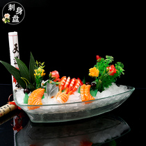 Sashimi Acrylic Spelled Disc Sashimi Boat Buffet Tray Seafood Fish Raw Ice Pan Japan-Japan Cuisine Sushi Pan Water Fruit Pan