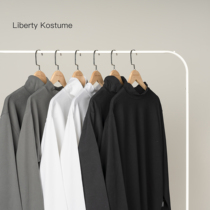 Liberty Kostume Waffle Long Sleeve T-shirt Solid Color Loose Couple Half High Neck Long Sleeve base shirt Men