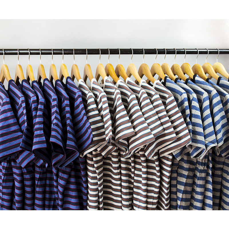 LK tee 紫红棕白蓝牛仔蓝日系原创简约学生圆领打底短袖条纹T恤男