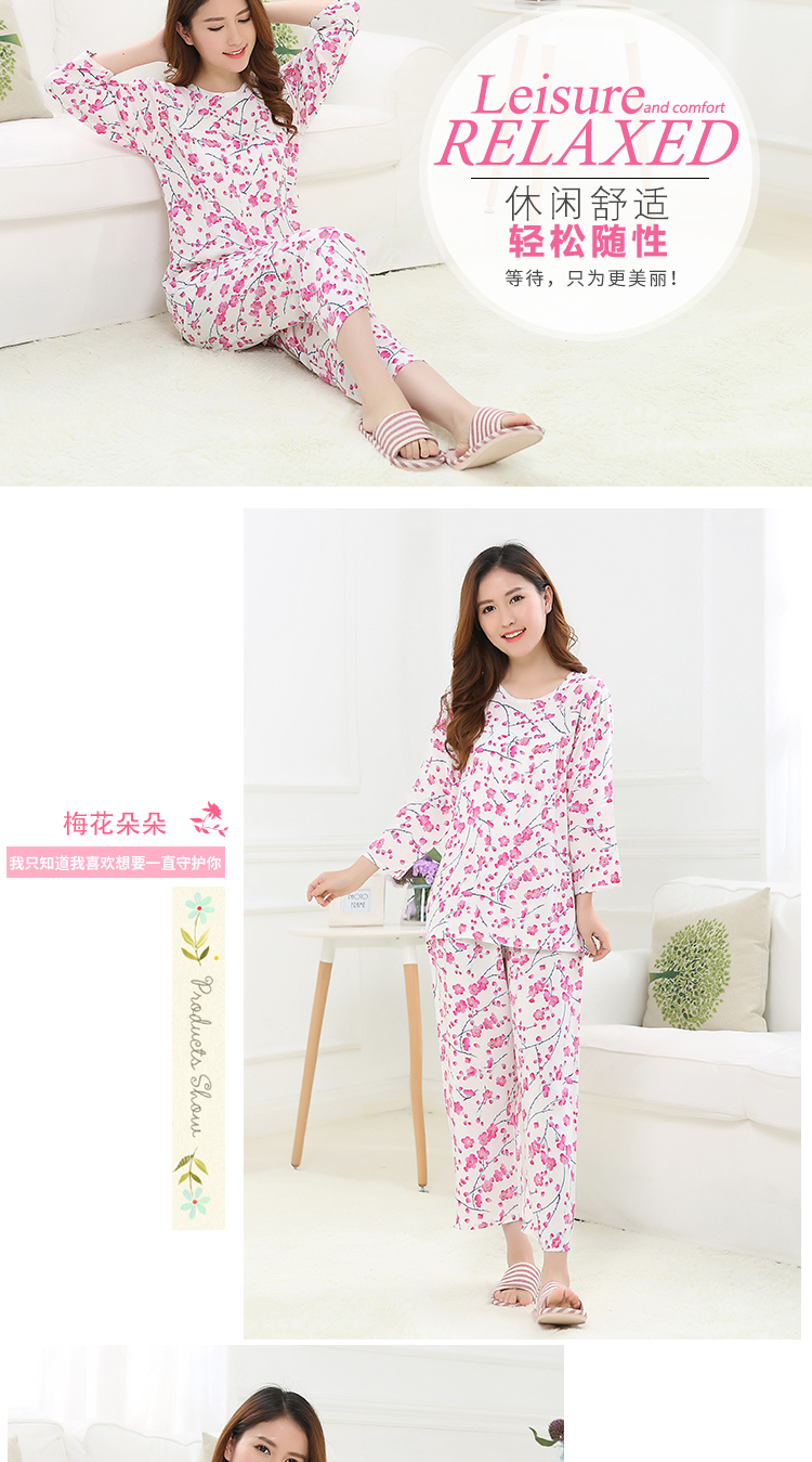 Bà mùa hè bông lụa đồ ngủ đặt dài tay áo quần cotton lụa rayon dịch vụ nhà tháng quần áo điều hòa nhiệt độ dịch vụ