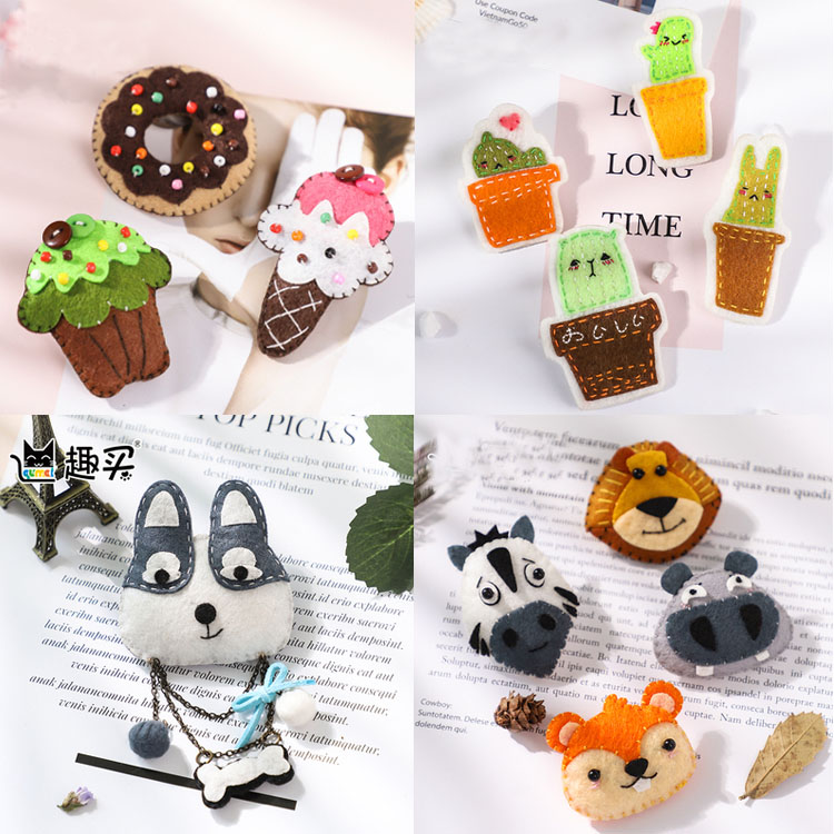 Christmas cute badges Chest Needle Hair Accessories Diy Unwoven Fabric Handmade Cloth Art material Package free of cut