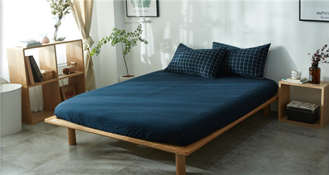 MUJI Nhật Bản Giặt bông bốn mảnh cotton kẻ sọc sọc chăn trải giường bedding giường ngủ tập thể - Bộ đồ giường bốn mảnh chan ga goi