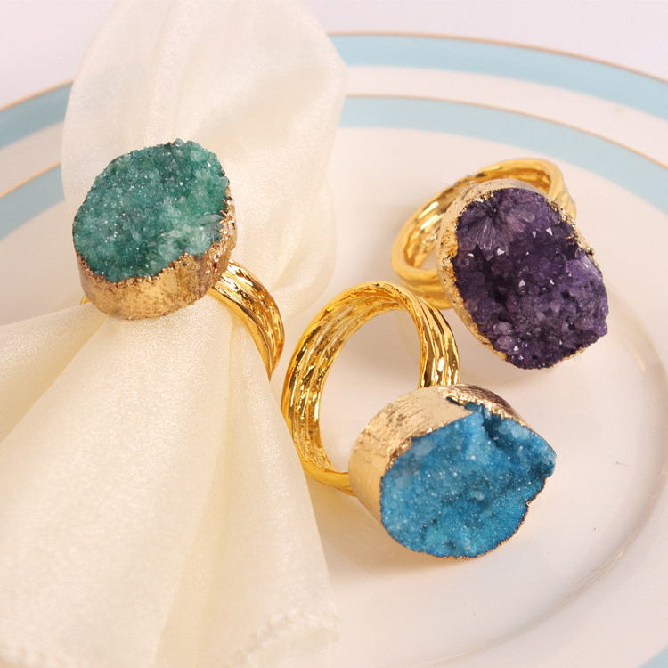 High-end Hotel Swing Table Cutlery Creative Crystal Napkin Buttons Crystal Dental Napkins Rings Lip Cloths