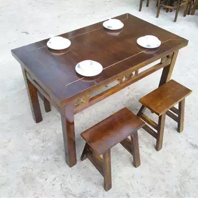 Solid wood noodle restaurant table and chair combination rectangular table restaurant restaurant table Economic long table commercial snack bar