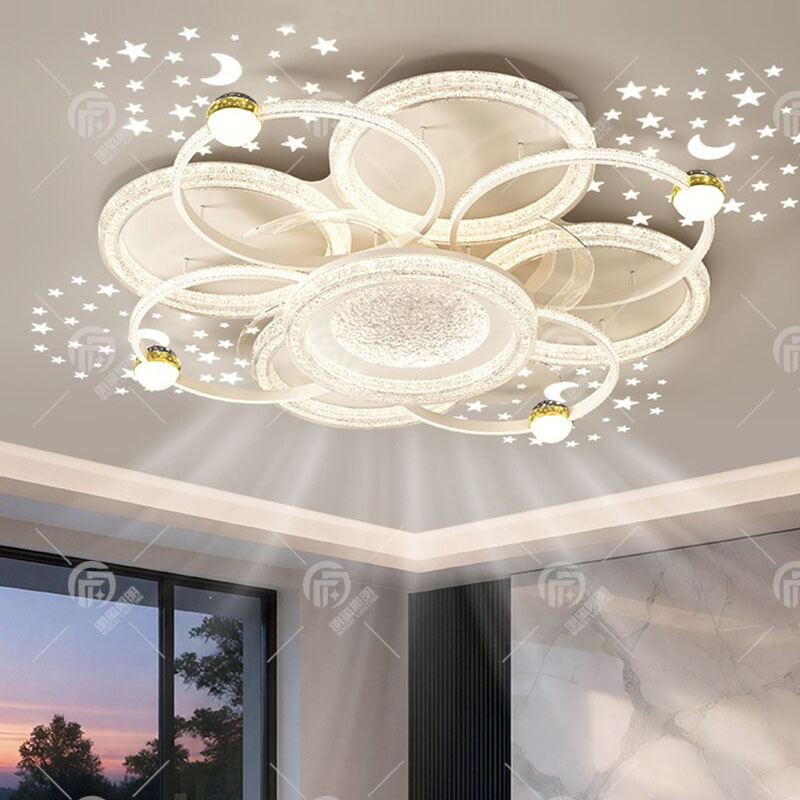 Italian-Style Invisible Fan Ceiling Light for Living Room, Light Luxury Modern Minimalist Bedroom Dining Room Fan Light, Whole House Lighting Package