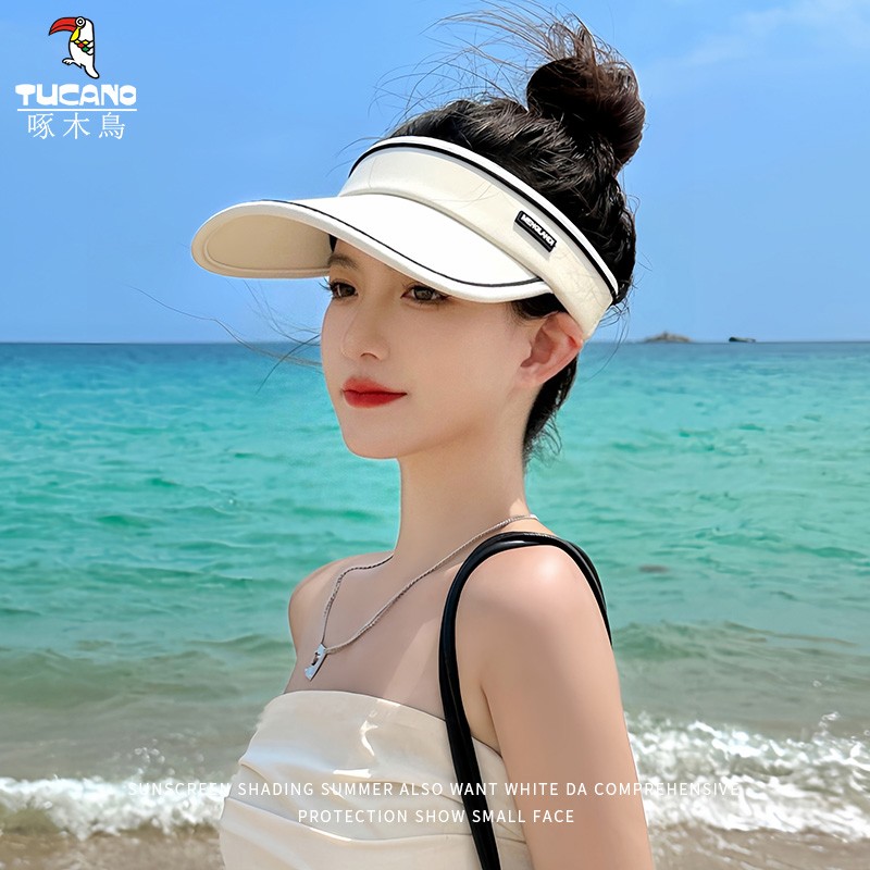 UPF50+ サンハット レディース 夏用 サイクリング用 紫外線カット 中空トップ サンハット ネットレッドイン 大きなつば サンハット