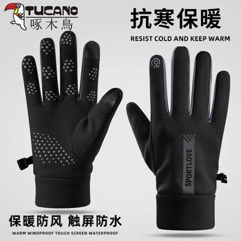 Men's Winter Gloves Are Windproof, Cold-Proof, Waterproof, Non-Slip, Warm, Fleece-Lined, Thickened, Touch-Screen Compatible, Suitable for Electric Bike Riding