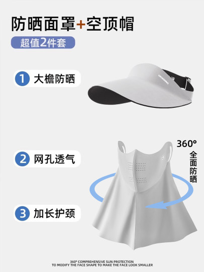 Woodpecker full face sun protection mask for women, anti-UV summer ice silk riding sun hat, mask and neck protector