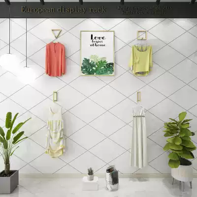 Golden iron clothing store display stand on the wall side hanging point hanging combination women's clothing children's clothing display shelves