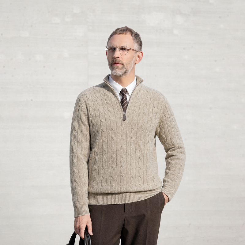 Edot【100% Sheep Wool】Old Money Style Half-Zip Knit Sweater for Men, Spring and Autumn Business Commuting Warm Sweater Edot【100% Sheep Wool】Old Money Style Half-Zip Knit Sweater for Men, Spring and Autumn Business Commuting Warm Sweater