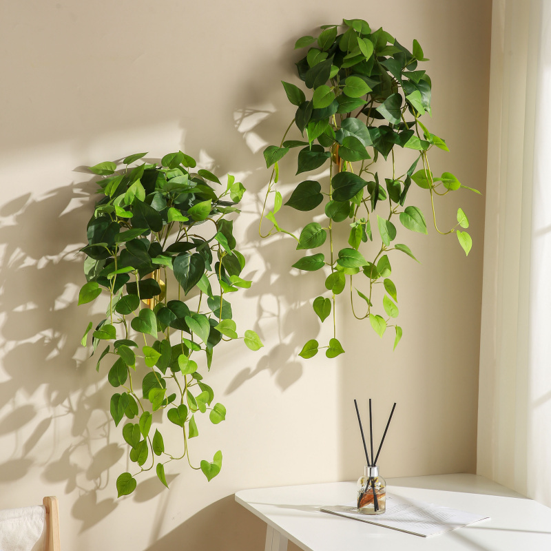 Artificial Green Plant Potted Plant Fake Flowers Artificial Greenery Ornaments Bonsai Hanging Flowers Decorative Wall Hanging Long Vine Plant Wall