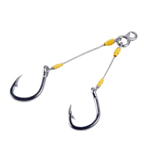 Sea fishing Tied wire wire hook Anti-bite hook Stainless steel band ring horse shark iron plate slow swing hook Double hook large
