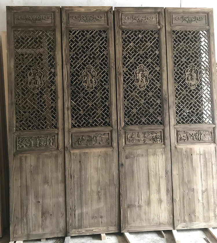 East Yang Wood Carving made of old imitation ancient gate old-style carved wooden door screen partition to decorate old wooden door