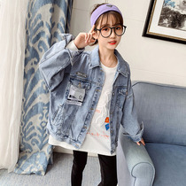 Childrens 2021 Autumn New loose denim jacket foreign style fashionable Middle Child Net red handsome coat cardigan tide
