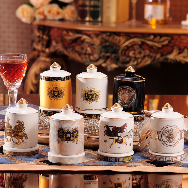 Nordic ins creative household cotton swab ceramic toothpick barrel barrel box dental floss high-end H home high-end high-end creativity