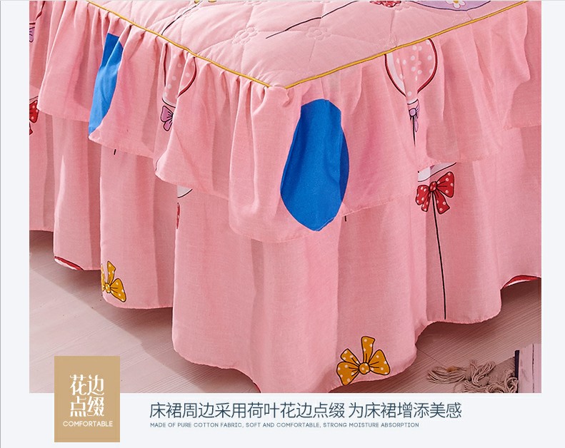 Cộng với bông bedspread bông giường váy trượt Simmons bảo vệ nắp 1,5m giường trải giường 1.8m2 ba Set - Váy Petti 	chân váy giường