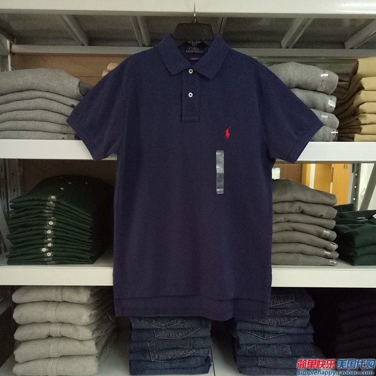 Ngọc trai bông cổ điển nam ngựa polo ralph Lauren ngắn tay t- shirt đích thực tại chỗ