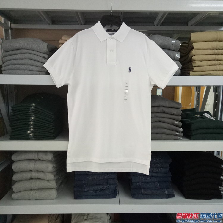 Ngọc trai bông cổ điển nam ngựa polo ralph Lauren ngắn tay t- shirt đích thực tại chỗ