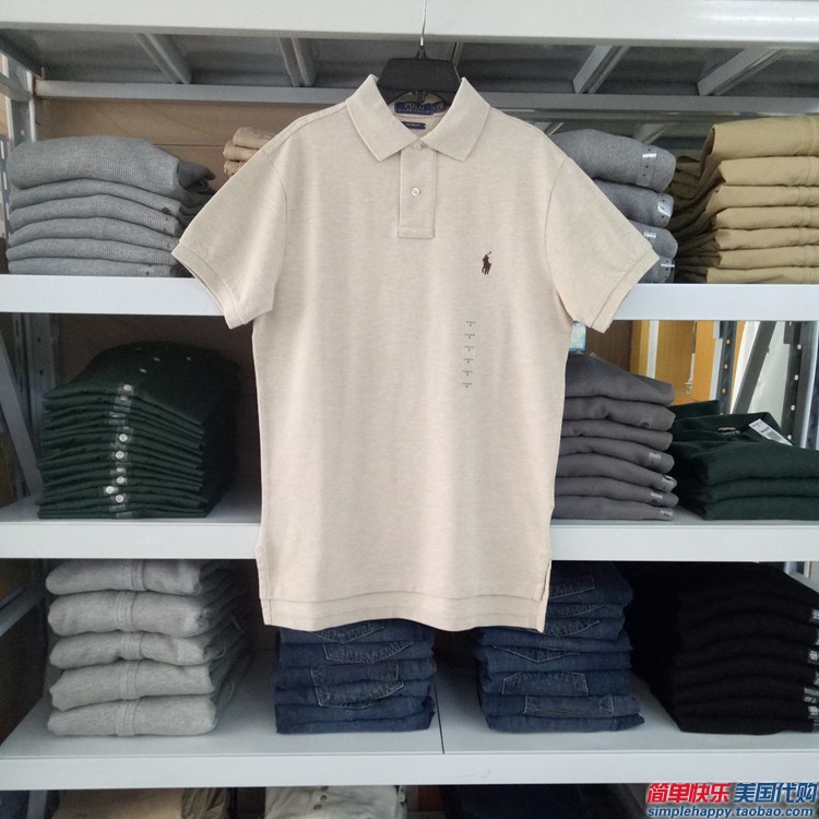 Ngọc trai bông cổ điển nam ngựa polo ralph Lauren ngắn tay t- shirt đích thực tại chỗ