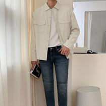 Long-sleeved shirt handsome jacket casual shirt youth shirt non-iron autumn Korean trend Ruffian handsome very fairy