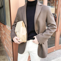 Woolen suit mens woolen coat mens short autumn and winter jacket double-sided Korean version of Padded cashmere wool jacket suit