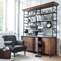 American Loft Industrial Wind Retro Bookcase Shelves Shelve Shelf Living Room Floor Iron Art Solid Wood Storage Racks Customised