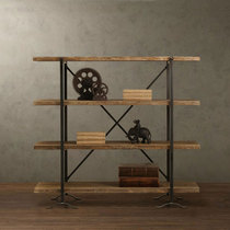 loft retro American kitchen solid wood iron art bookcase bookcase Shelf Separator Shelf Multilayer Shelf Floor