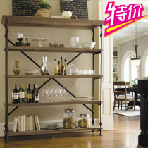 Retro Iron Art Solid Wood Shelve Shelf American Log Landing Bookshelves Simple partitions to contain the shelf floor shelves