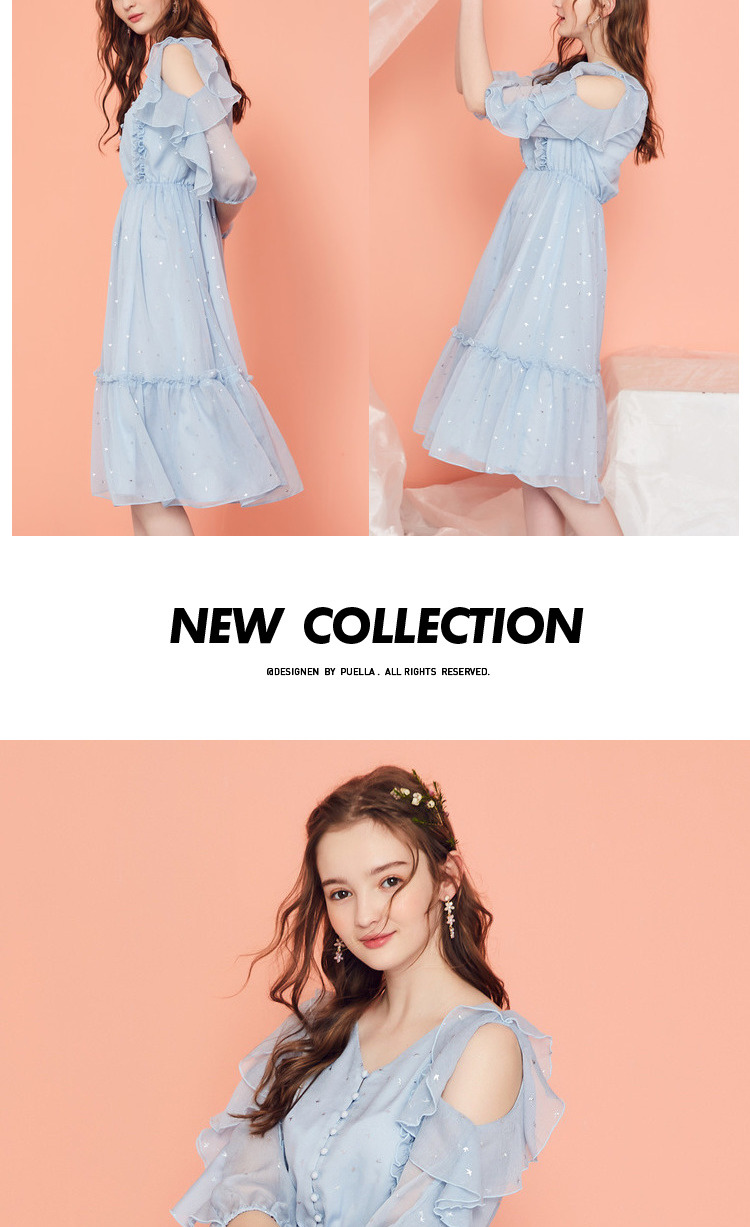 Váy midi dài cổ tích nữ 2019 xuân hè mới nhỏ gợi cảm tay áo cánh sen đầm voan ren cổ tích - Váy eo cao váy hạ eo công sở	