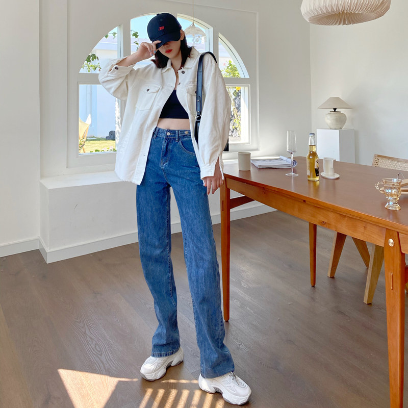 170 long mopping pants new straight jeans women 175 tall new buckle adjustable high waist wide pants