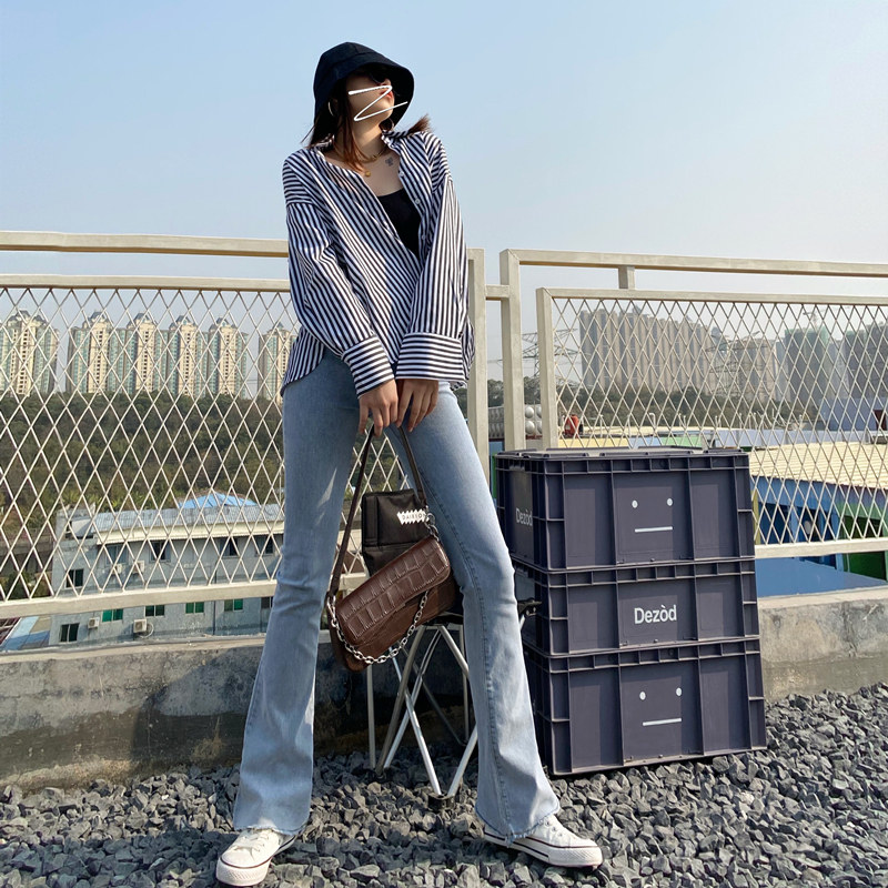 170 plus long shallow blue jeans tall 175 ultra - long micro - horn drag underpants to make a new summer style