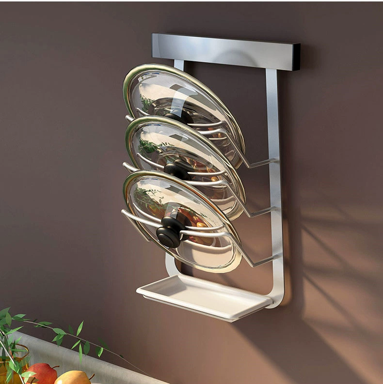 Mặt dây thép không gỉ đấm miễn phí giá bếp treo tường lưu trữ giá lưu trữ giá gia vị giá treo đồ dùng nhà bếp - Phòng bếp chảo sâu lòng bếp từ