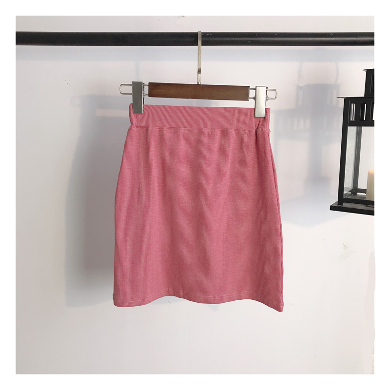 [Miao] sợi thể thao dệt kim cotton mềm mại cao eo nhỏ Một chiếc váy ngắn (ba màu) - Váy váy chữ a ngắn
