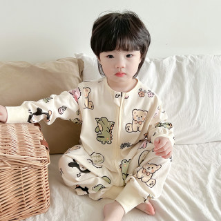 Anti-cold children's one-piece pajamas spring and autumn one-piece sleeping bag