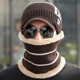 Outdoor sports winter men's cold-proof neck scarf plus plush woolen hat warm scarf hat thickened cycling headgear set