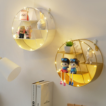 Free hole living room wall wall decoration Wall storage rack Room round shelf decoration Creative decoration pendant
