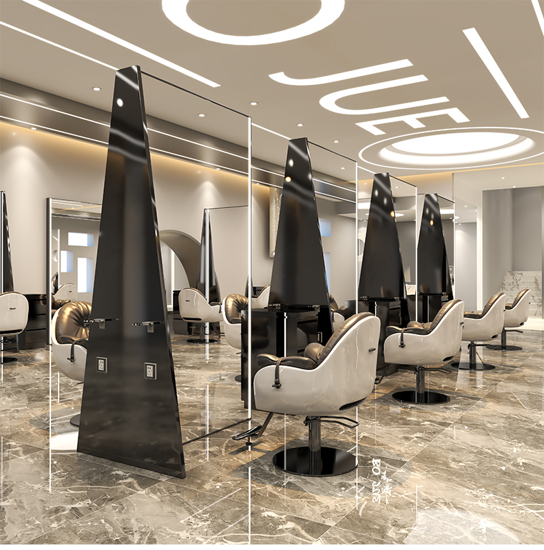 Net Red Haircare Shop Mirror Hair Salon Special Stainless Steel Floor Type Haircut Bifacial Mirror Table High-end Cut Hair Full-body Mirror