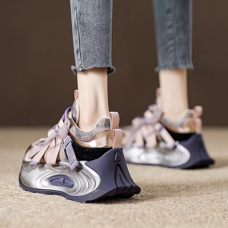French Rouje Moaks Genuine Leather Purple Height-Increasing Dad Shoes for Women 2026 Spring and Autumn Colorful Rhinestone Casual Shoes French Rouje Moaks Genuine Leather Purple Height-Increasing Dad Shoes for Women 2026 Spring and Autumn Colorful Rhinestone Casual Shoes