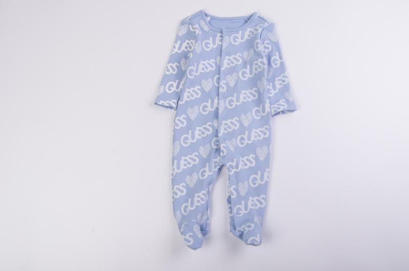 Xia Defect & Full Print Letters On Blue Backgroundforeign trade Europe and America   baby newborn spring and autumn pure cotton Long sleeve Open crotch leisure time one-piece garment   baby Wrap foot Long climbing suit
