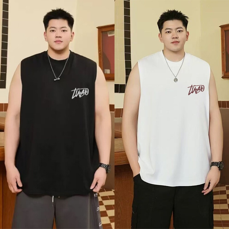 Pure Cotton Sports Sleeveless Vest for Men, 2025 Summer Trendy Brand, Plus Size for Big and Tall Men, Loose Tank Top T-Shirt
