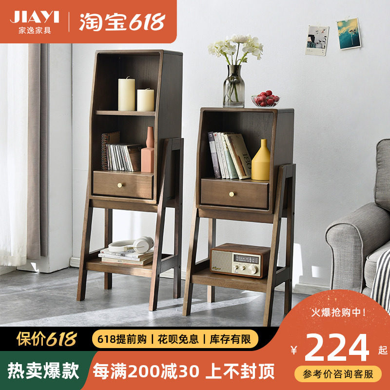 Nordic full solid wood bookshelves landing minimalist modern living room shelves Home small bookcase headboard Multi-floor containing shelf