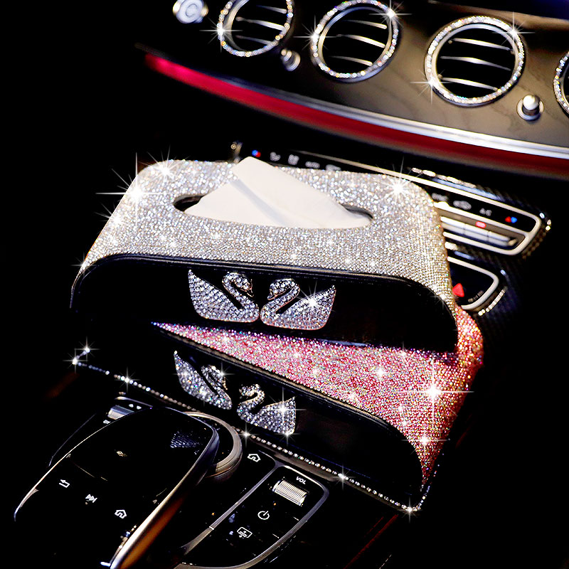 Applicable Penz BMW Audi on-board upscale tissue box swan inlaid with female car seat style armrest box sanitary paper box