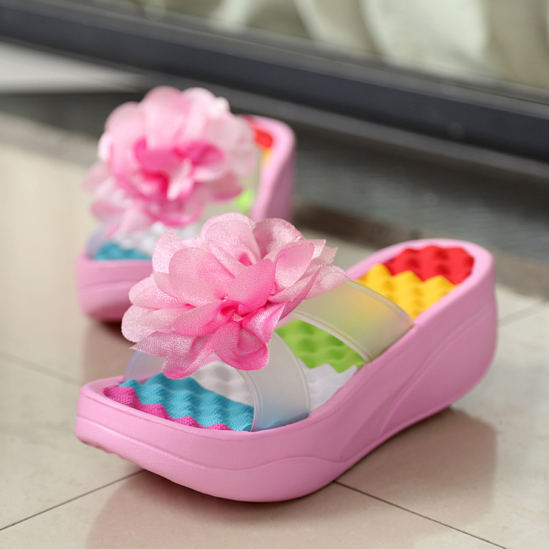 Một thế hệ dép mùa hè nữ bãi biển kéo dày đế cao giày hoa cao gót nhà chống trượt dép nữ bán buôn dép havaianas chính hãng