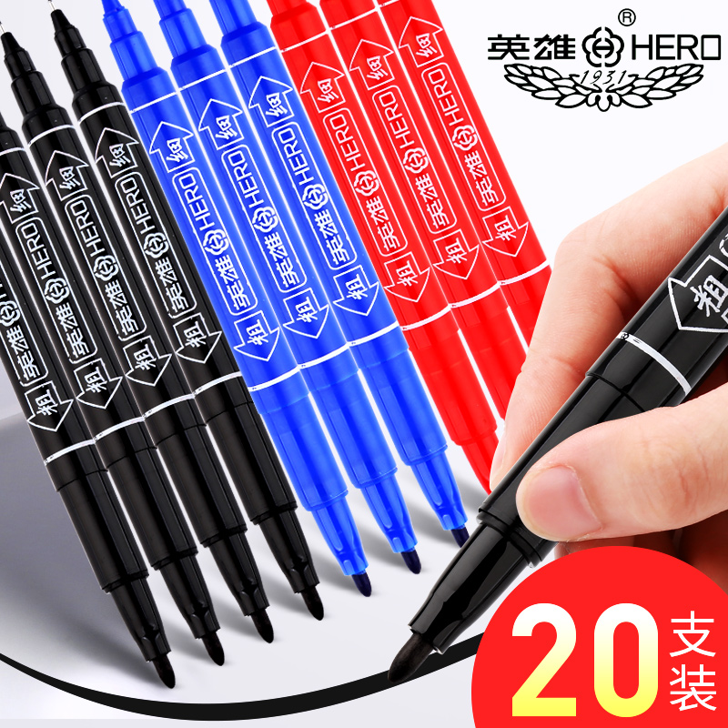 HERO Hero 887 Small Double Headcount Pen Student Stationery Painting Ticking off Oily Debit Pen Double Head Color Oily Debit pen Children's hand-painted hook line Macpen 10 Dress