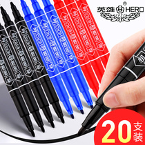 HERO HERO 887 small double-headed marker pen Student stationery painting hook line pen cant wipe off oily marker pen double-headed color oily marker pen childrens hand-drawn hook line marker pen 10 packs