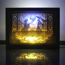 Tianguan blesses the surrounding light and shadow paper carved lamp Xie Chenghua pity three-dimensional decorative carved paper light box handmade DIY lamp gift