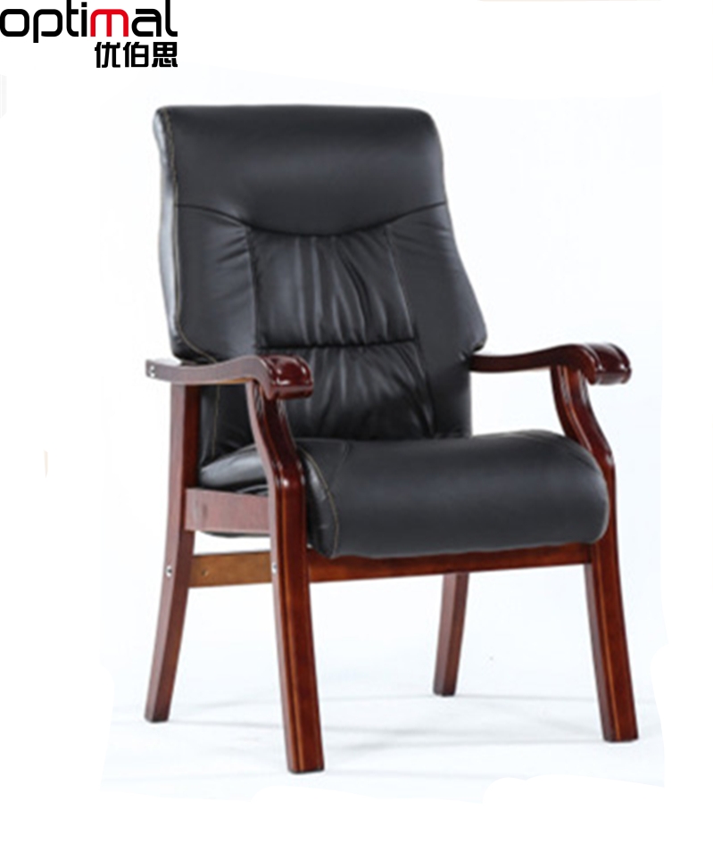 Solid wood office chair computer chair home mahjong chess 4-foot meeting room chair Bull Leather boss Nanchang Office