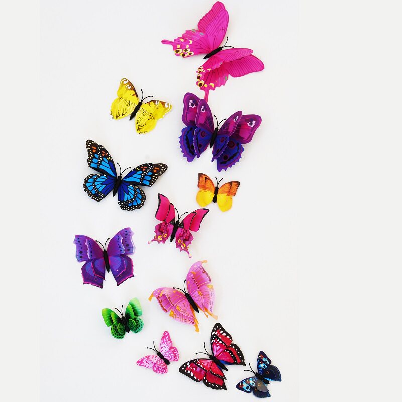 Simulation butterfly decoration wall pendant plant wall accessories fake butterfly plastic flower pipe decoration kindergarten ornaments